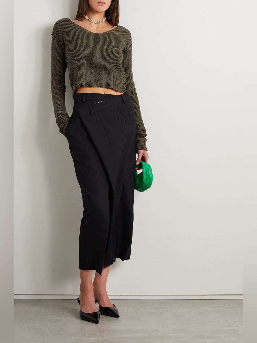 Acne Studios Cropped Ribbed-Knit Sweater